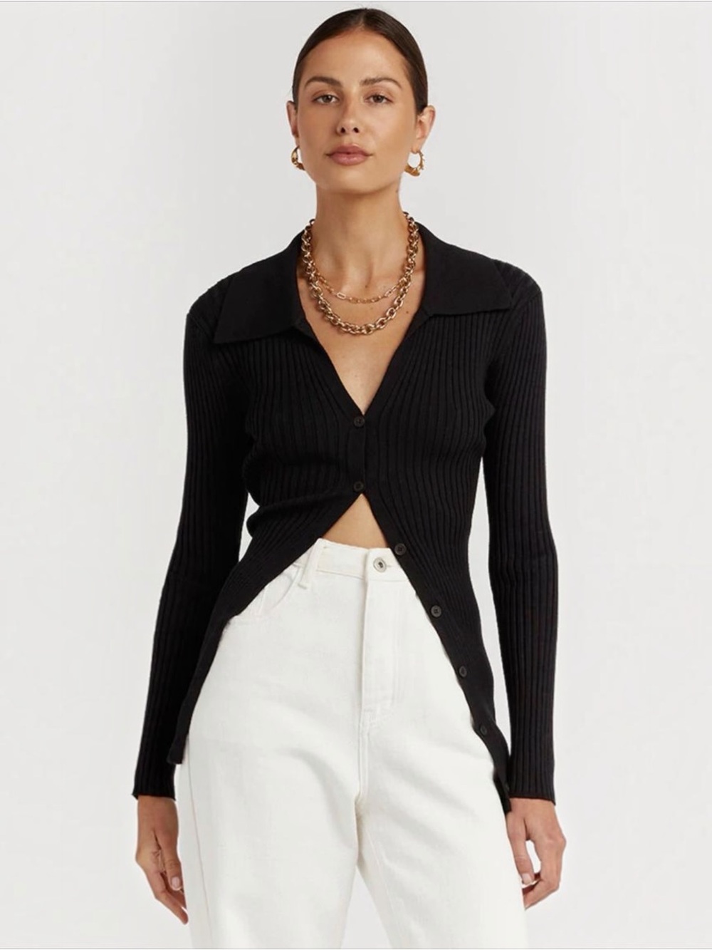 DISSH • Farrah Rib Knit Cardigan in Black